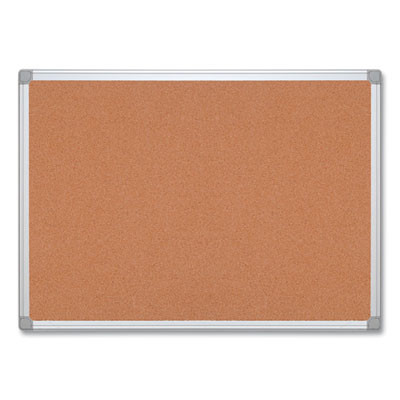 Earth Cork Board, 48" x 36", Tan Surface, Satin Aluminum Frame