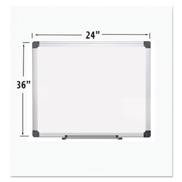 Porcelain Value Dry Erase Board, 24" x 36", White Surface, Satin Aluminum Frame