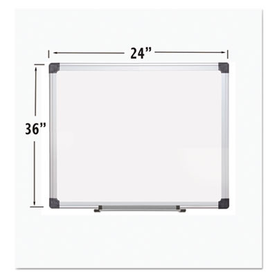 Porcelain Value Dry Erase Board, 24" x 36", White Surface, Satin Aluminum Frame