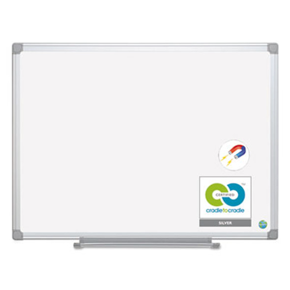 Earth Silver Easy Clean Magnetic Dry Erase Boards, 48" x 36", White Surface, Satin Aluminum Frame