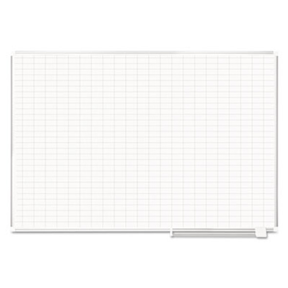 Gridded Magnetic Porcelain Dry Erase Project Planning Board, 1" x 2" Cell, 72" x 48", White Surface, Satin Aluminum Frame