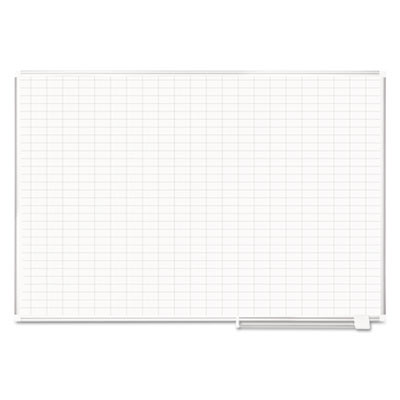 Gridded Magnetic Porcelain Dry Erase Project Planning Board, 1" x 2" Cell, 72" x 48", White Surface, Satin Aluminum Frame
