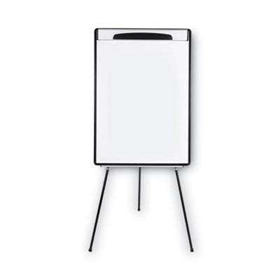 Magnetic Gold Ultra Dry Erase Tripod Presentation Easel With Arms, 28" x 38.5", White Surface, Black/Silver Aluminum Frame