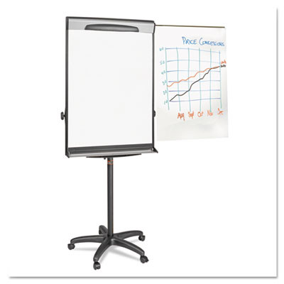 Tripod Extension Bar Magnetic Gold Ultra Dry Erase Easel, 30" x 36", White Surface, Black/Satin Aluminum Frame