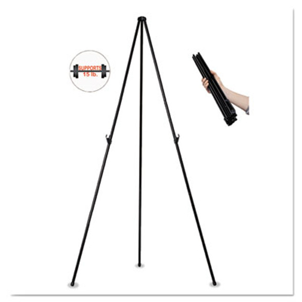 Heavy-Duty Instant Easel, 61.5" Tall, Metal, Black