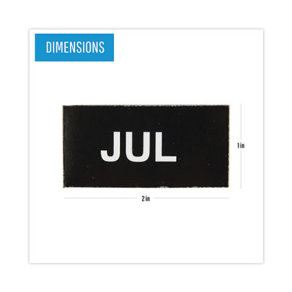 Heavy-Duty Board Magnet Labels, Months Of The Year (January-December), 1" Tall, White Characters, Black Background, 12/Pack