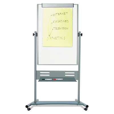 Revolver Easel, Vertical Orientation, 35.4" x 47.2", White Surface, Satin Aluminum Frame