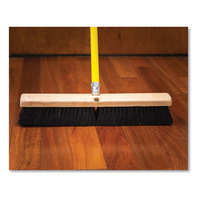 Tampico Push Broom Kit, 18 x 64, Tampico Bristles, Metal Handle, Yellow/Black