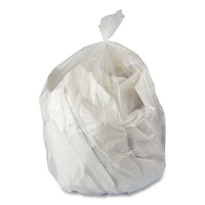 Low-Density Waste Can Liners, 23 Gal, 0.9 Mil, 28" x 45", Clear, Perforated Roll, 25 Bags/Roll, 8 Rolls/Carton
