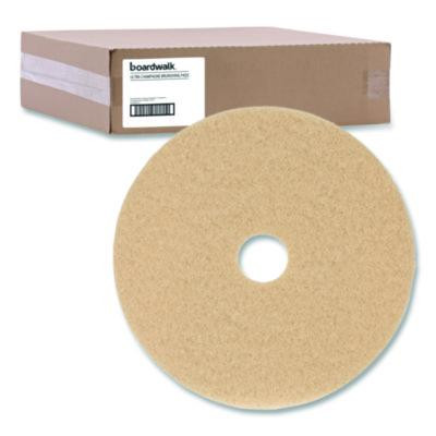 Burnishing Floor Pads, 27" Diameter, Tan, 5/Carton
