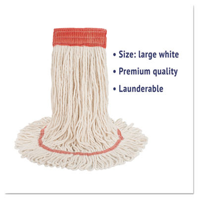 Super Loop Wet Mop Head, Cotton/Synthetic Fiber, 5" Headband, Large Size, White