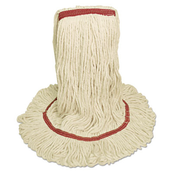 Mop Head, Premium Standard Head, Cotton/Rayon Fiber, Large, White, 12/Carton