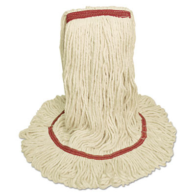 Mop Head, Premium Standard Head, Cotton/Rayon Fiber, Large, White, 12/Carton