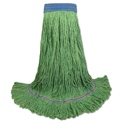 Super Loop Wet Mop Head, Cotton/Synthetic Fiber, 5" Headband, X-Large Size, Green, 12/Carton