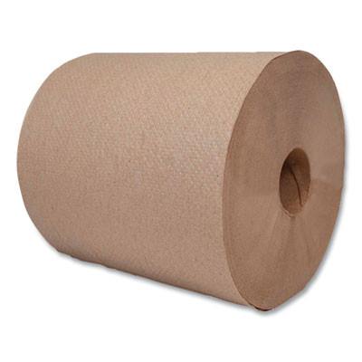 Hard Wound Towel, 1 Ply, 8" x 700 Ft, Kraft, 6/Carton
