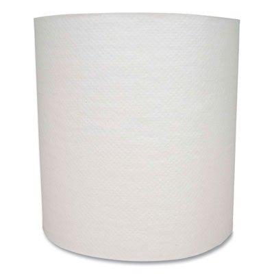 Hard Wound Towel, 1 Ply, 8" x 700 Ft, White, 6/Carton