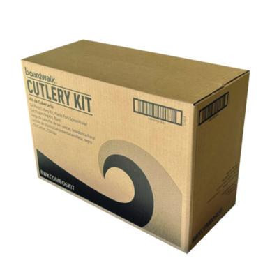 Six-Piece Cutlery Kit, Mediumweight, Fork/Knife/Napkin/Pepper/Salt/Spoon, 5.86", Plastic, Black, 250/Carton