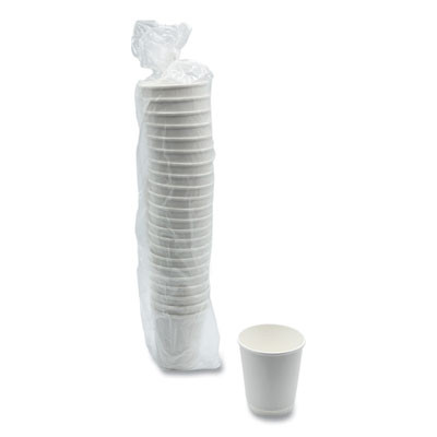 Paper Hot Cups, Double-Walled, 10 Oz, White, 25/Pack