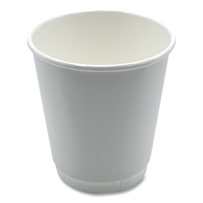 Paper Hot Cups, Double-Walled, 10 Oz, White, 500/Carton