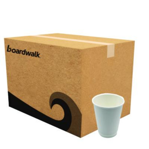 Paper Hot Cups, Double-Walled, 12 Oz, White, 500/Carton