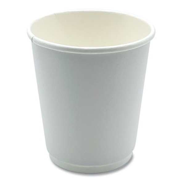 Paper Hot Cups, Double-Walled, 8 Oz, White, 500/Carton