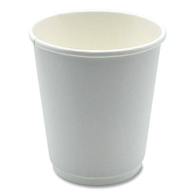 Paper Hot Cups, Double-Walled, 8 Oz, White, 500/Carton