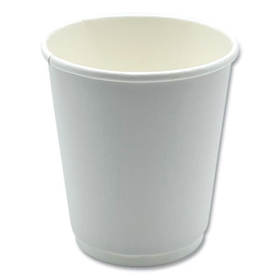 Paper Hot Cups, Double-Walled, 8 Oz, White, 25/Pack