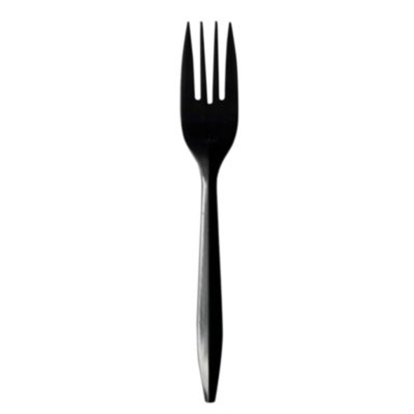 Mediumweight Polypropylene Cutlery, Fork, Plastic, Black, 1,000/Carton