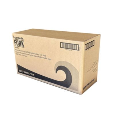 Mediumweight Wrapped Polypropylene Cutlery, Fork, Plastic, Black, 1,000/Carton
