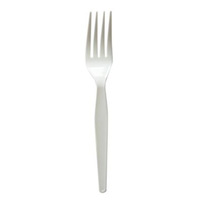 Heavyweight Wrapped Polystyrene Cutlery, Fork, Plastic, White, 1,000/Carton