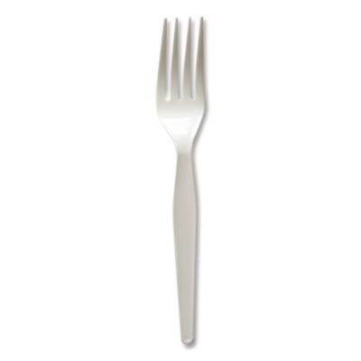 Heavyweight Wrapped Polystyrene Cutlery, Fork, Plastic, White, 1,000/Carton