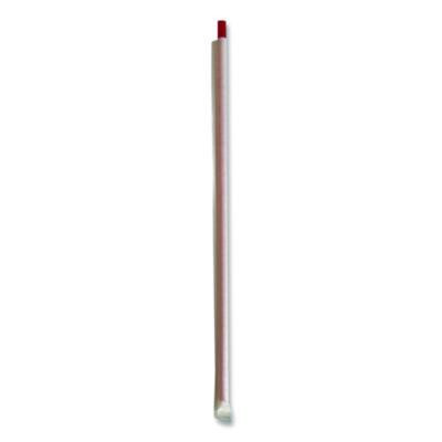 Wrapped Giant Straws, 10.25", Polypropylene, Red, 300/Pack, 4 Packs/Carton