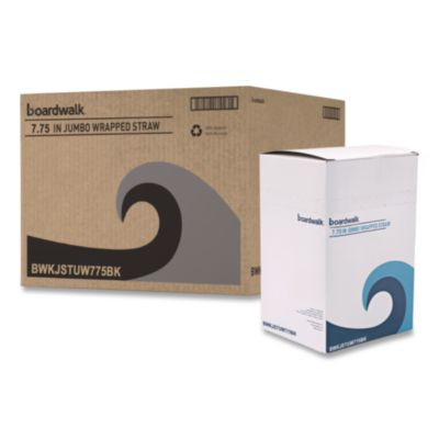 Jumbo Straws, 7.75", Polypropylene, Black, 250/Pack, 50 Packs/Carton