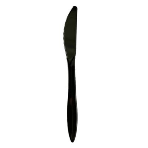 Mediumweight Polypropylene Cutlery, Knife, Plastic, Black, 1,000/Carton