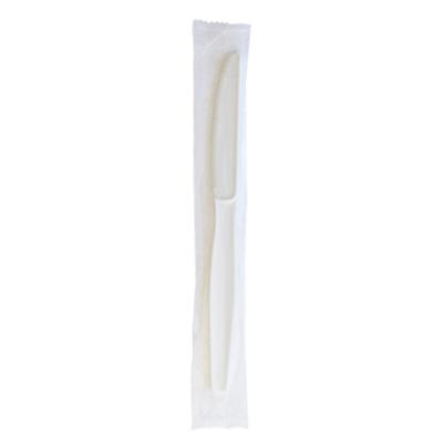 Heavyweight Wrapped Polystyrene Cutlery, Knife, Plastic, White, 1,000/Carton