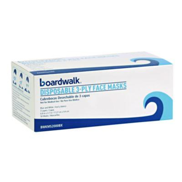 Three-Ply General Use Face Mask, Blue, 50/Box