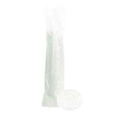 Pet Cold Cup Straw-Slot Lids, Fits 9 Oz Squat/12 Oz Cold Cups, Plastic, Clear, 100/Pack