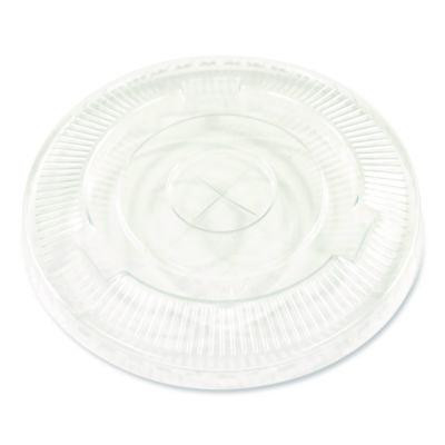 Pet Cold Cup Straw-Slot Lids, Fits 9 Oz Squat/12 Oz Cold Cups, Plastic, Clear, 100/Pack