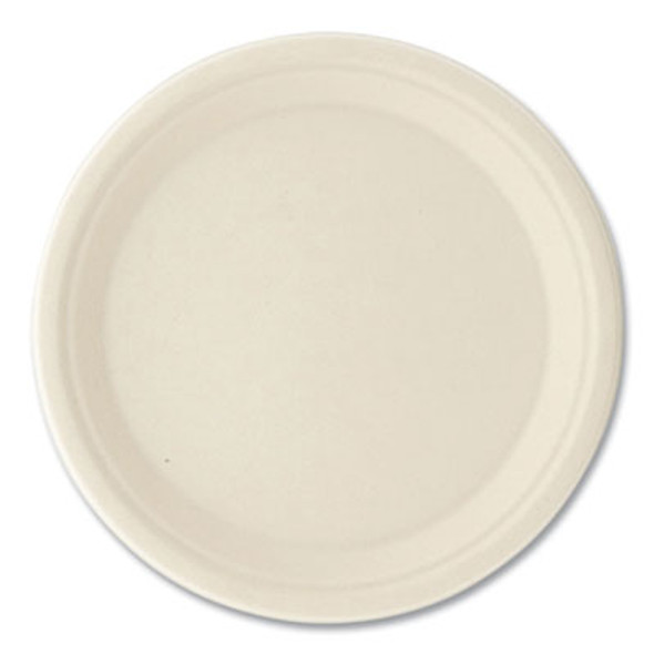 Bagasse Pfas-Free Dinnerware, Plate, Sugarcane, 10" Dia, Tan, 500/Carton