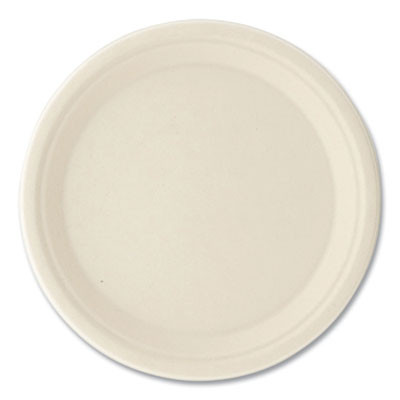 Bagasse Pfas-Free Dinnerware, Plate, Sugarcane, 10" Dia, Tan, 500/Carton