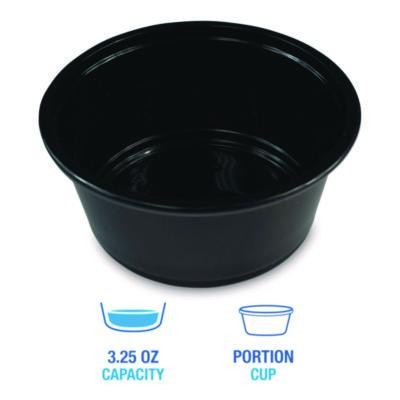 Souffle/Portion Cups, 3.25 Oz, Plastic, Black, 2,500/Carton