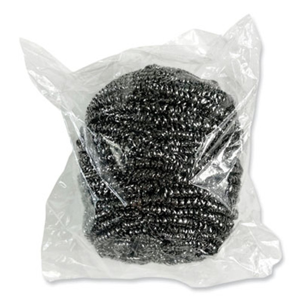 Stainless Steel Scrubber, 3.93 x 1.96, Silver, 72/Carton