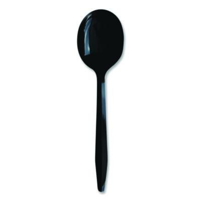 Heavyweight Polypropylene Cutlery, Soup Spoon, Plastic, Black, 1,000/Carton