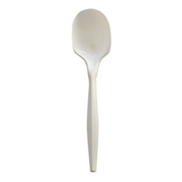 Mediumweight Wrapped Polypropylene Cutlery, Soup Spoon, 4.86", Plastic, White, 1,000/Carton