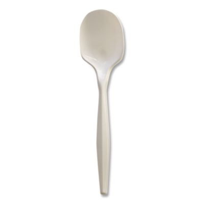Mediumweight Wrapped Polypropylene Cutlery, Soup Spoon, 4.86", Plastic, White, 1,000/Carton