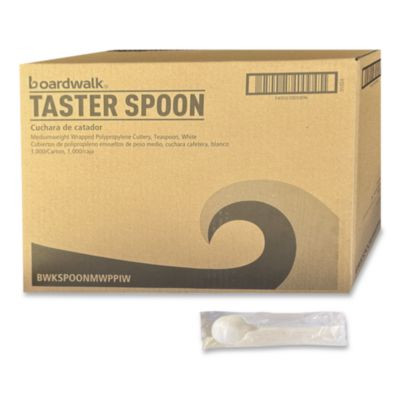 Mediumweight Wrapped Polypropylene Cutlery, Soup Spoon, 4.86", Plastic, White, 1,000/Carton