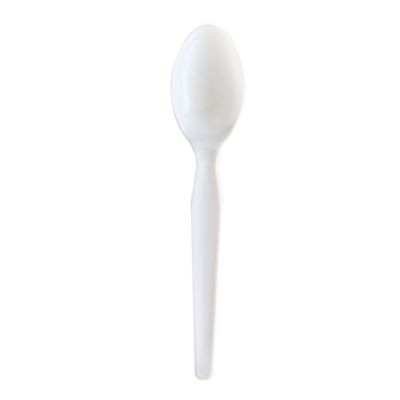 Heavyweight Wrapped Polystyrene Cutlery, Soup Spoon, Plastic, White, 1,000/Carton