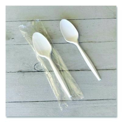 Mediumweight Wrapped Polypropylene Cutlery, Spoon, 5.31", Plastic, White, 1,000/Carton