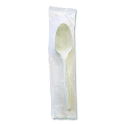 Mediumweight Wrapped Polypropylene Cutlery, Spoon, 5.31", Plastic, White, 1,000/Carton