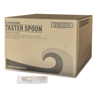 Mediumweight Wrapped Polypropylene Cutlery, Spoon, 5.31", Plastic, White, 1,000/Carton